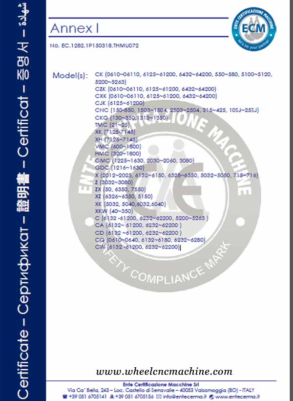 Wheel CNC lathe CE Certifications